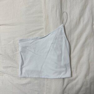 Aritzia Women's White and Blue Crop-top